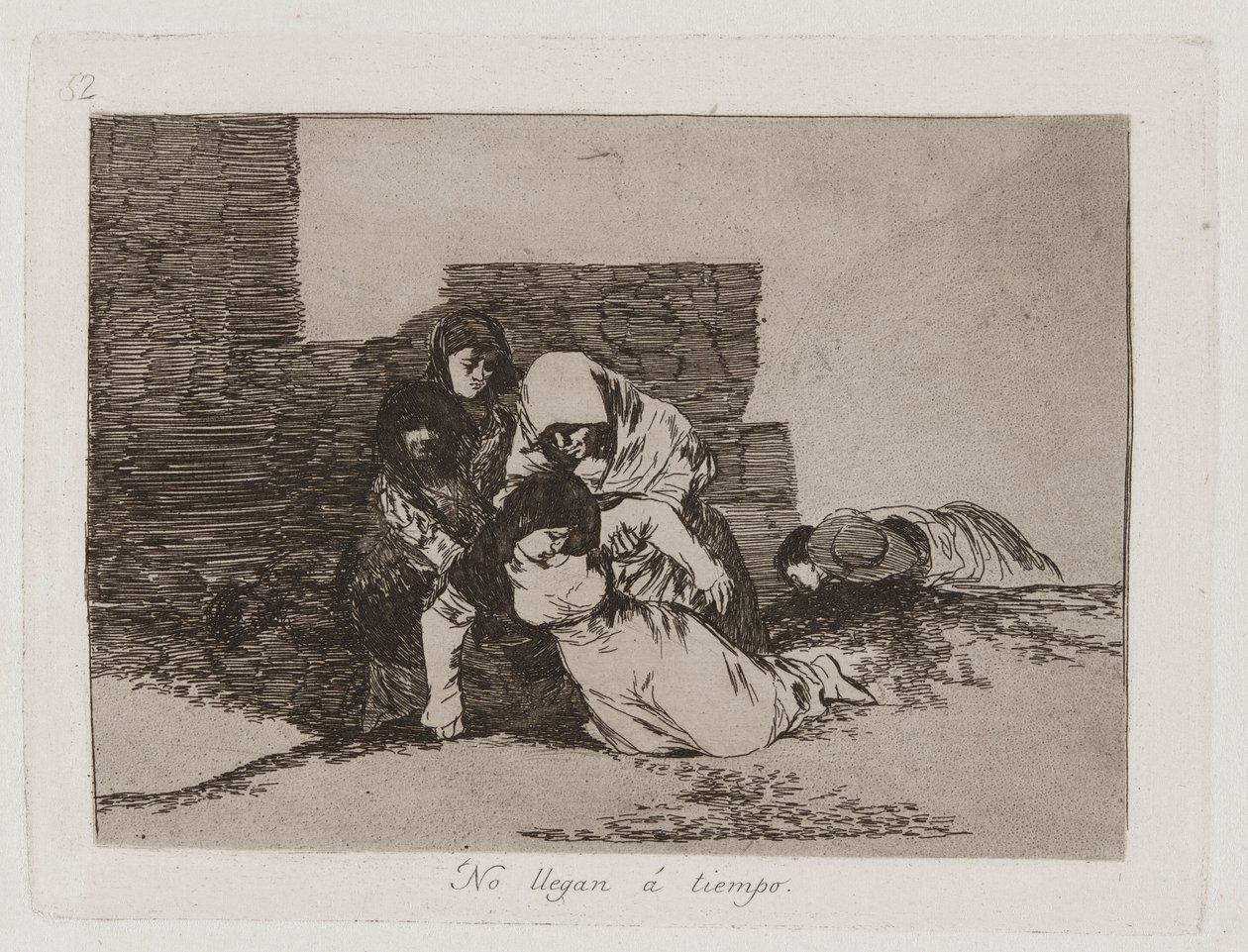 Kommer de inte fram? Time (They Do Not Arrive in Time), Platt 52 från The Disasters of War av Francisco de Goya