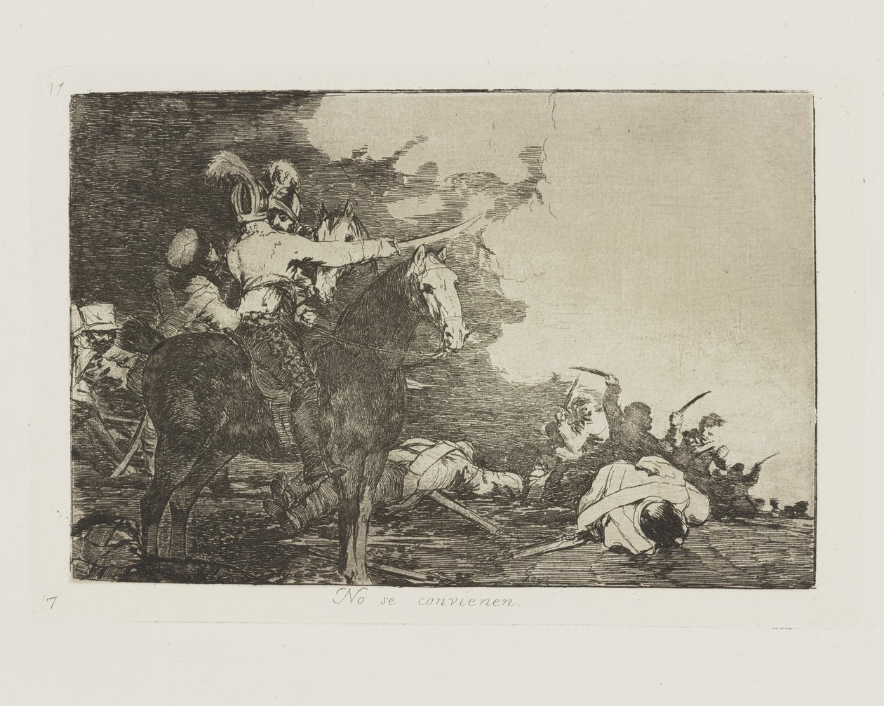 De håller inte med. (De håller inte med.), pl. 17 från serien The Disasters of War av Francisco de Goya