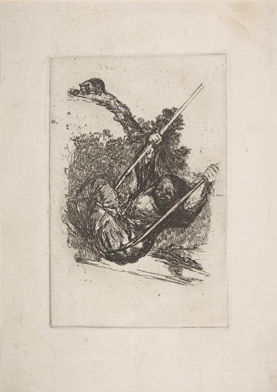Gammal kvinna på en gunga Vieja columpiándose.n.d. av Francisco de Goya