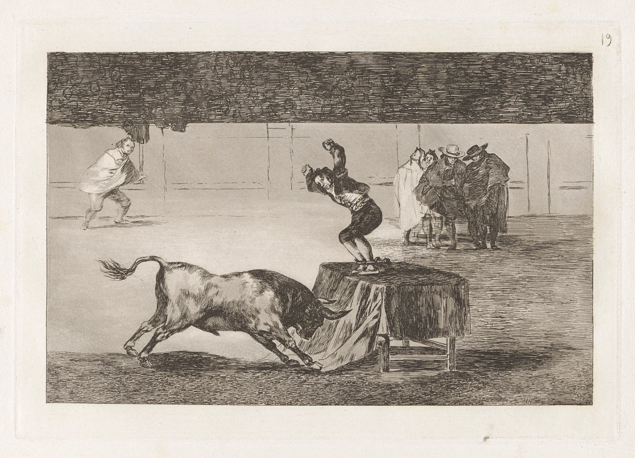 En annan galenskap av honom på samma torg (Another Madness of his in the Same Ring), tavla 19 från La tauromaquia av Francisco de Goya