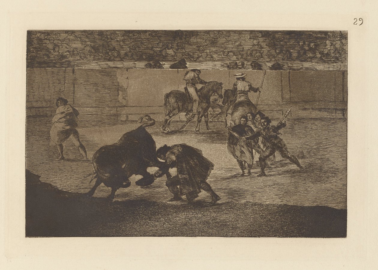 Pepe Illo gör snittet till tjuren (Pepe Illo Making the Pass of the av Francisco de Goya