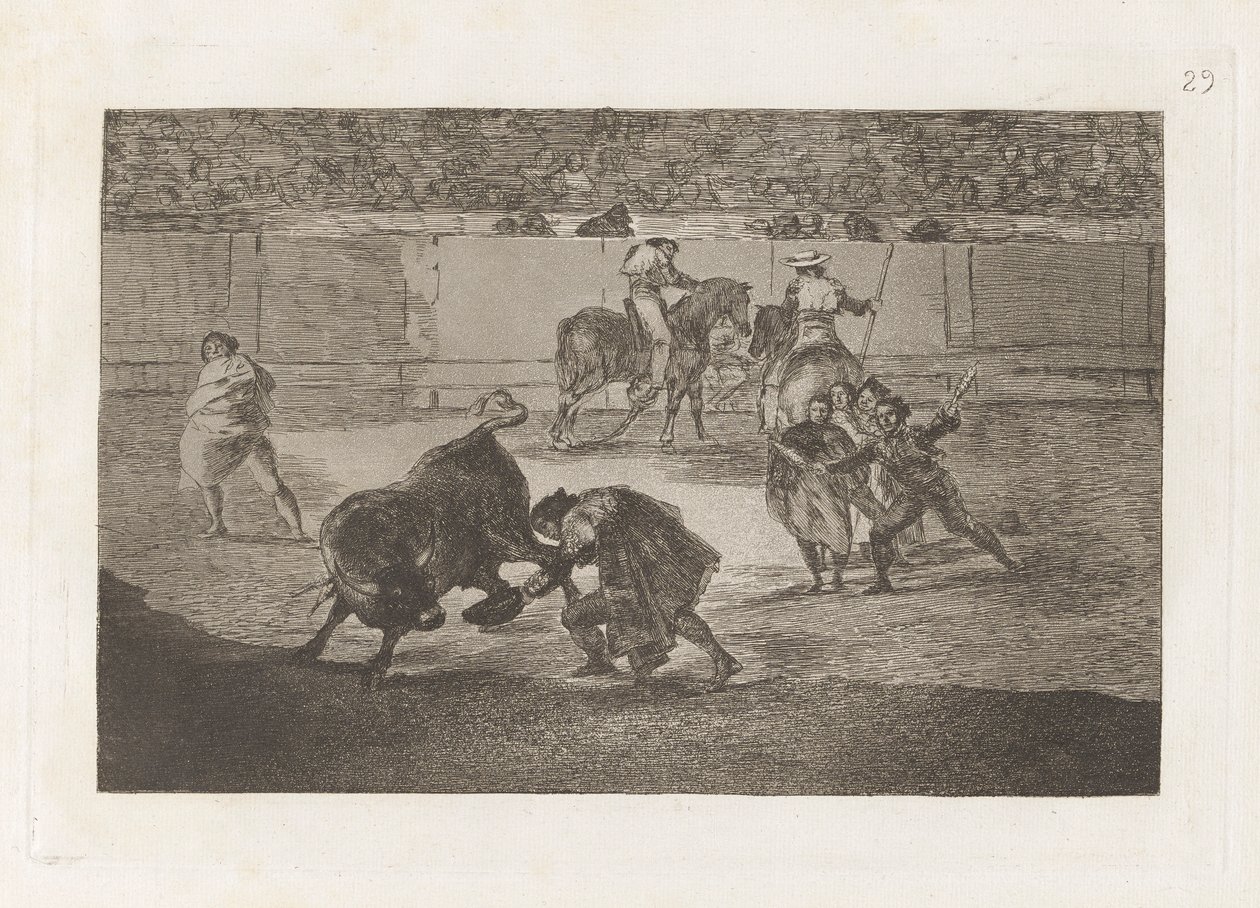 Pepe Illo gör snittet till tjuren (Pepe Illo Making the Pass of the av Francisco de Goya