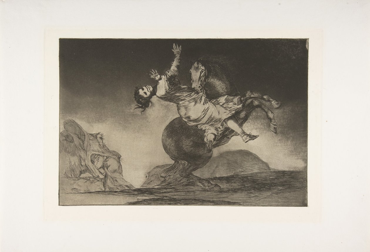 Plåt 10 från Disparates: Hästförövaren, ca. 1816-23 utgiven 1864. av Francisco de Goya