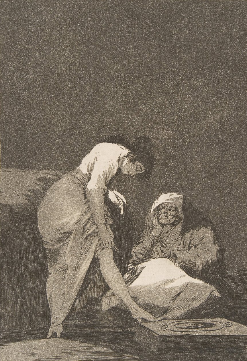 Tavla 17 från Los Caprichos: Den är fint sträckt av Francisco de Goya