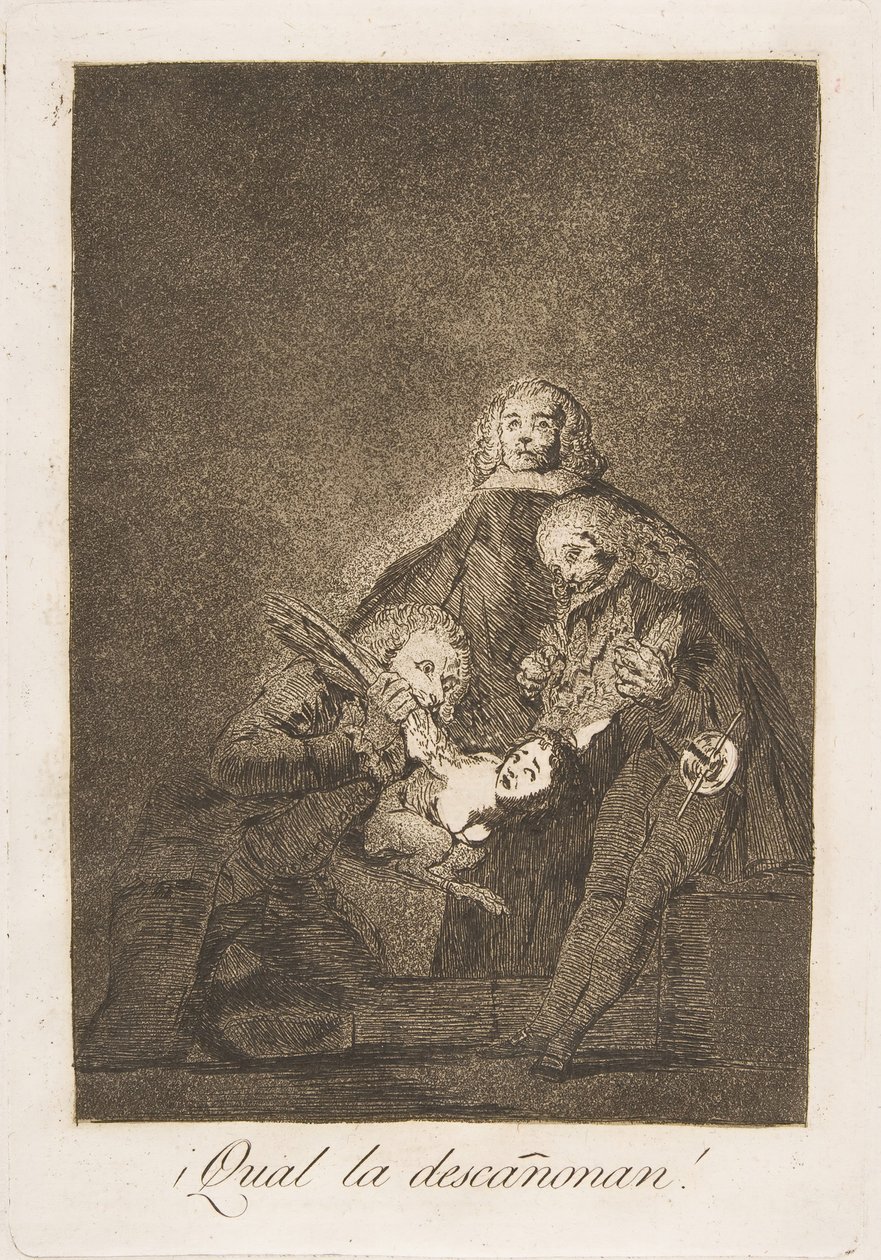 Tallrik 21 från Los Caprichos: Hur de plockar henne! Qual decannon!, 1799. av Francisco de Goya