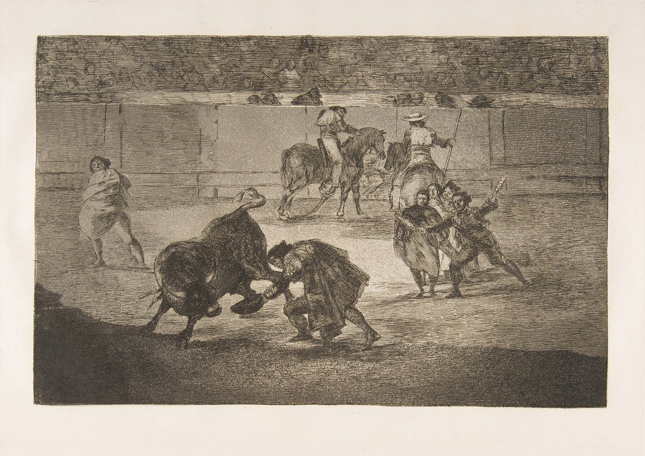 Tauromachia:s skylt 29: Pepe Illo klarar snittet., av Francisco de Goya