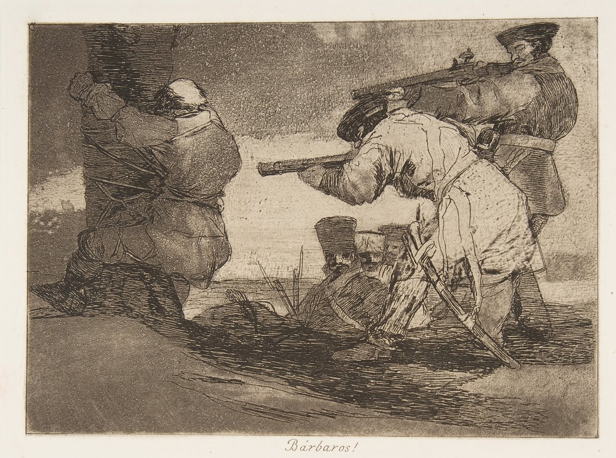 Platta 38 från The Disasters of War Los Desastres de La Guerra: Barba..., 1810 publicerad 1863. av Francisco de Goya