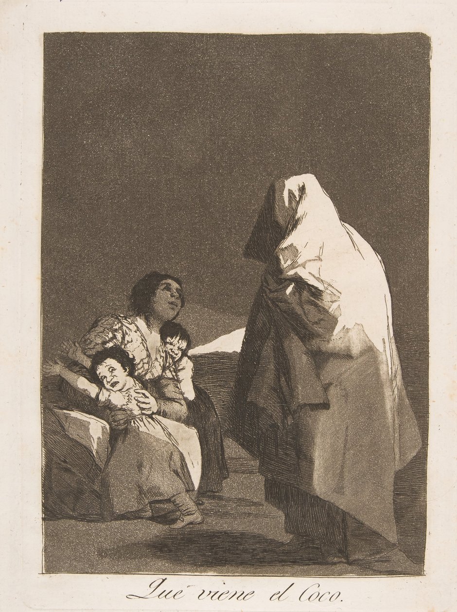 Platta 3 från Los Caprichos: Här kommer bogey-mannen Que som kommer el Coco., 1799. av Francisco de Goya