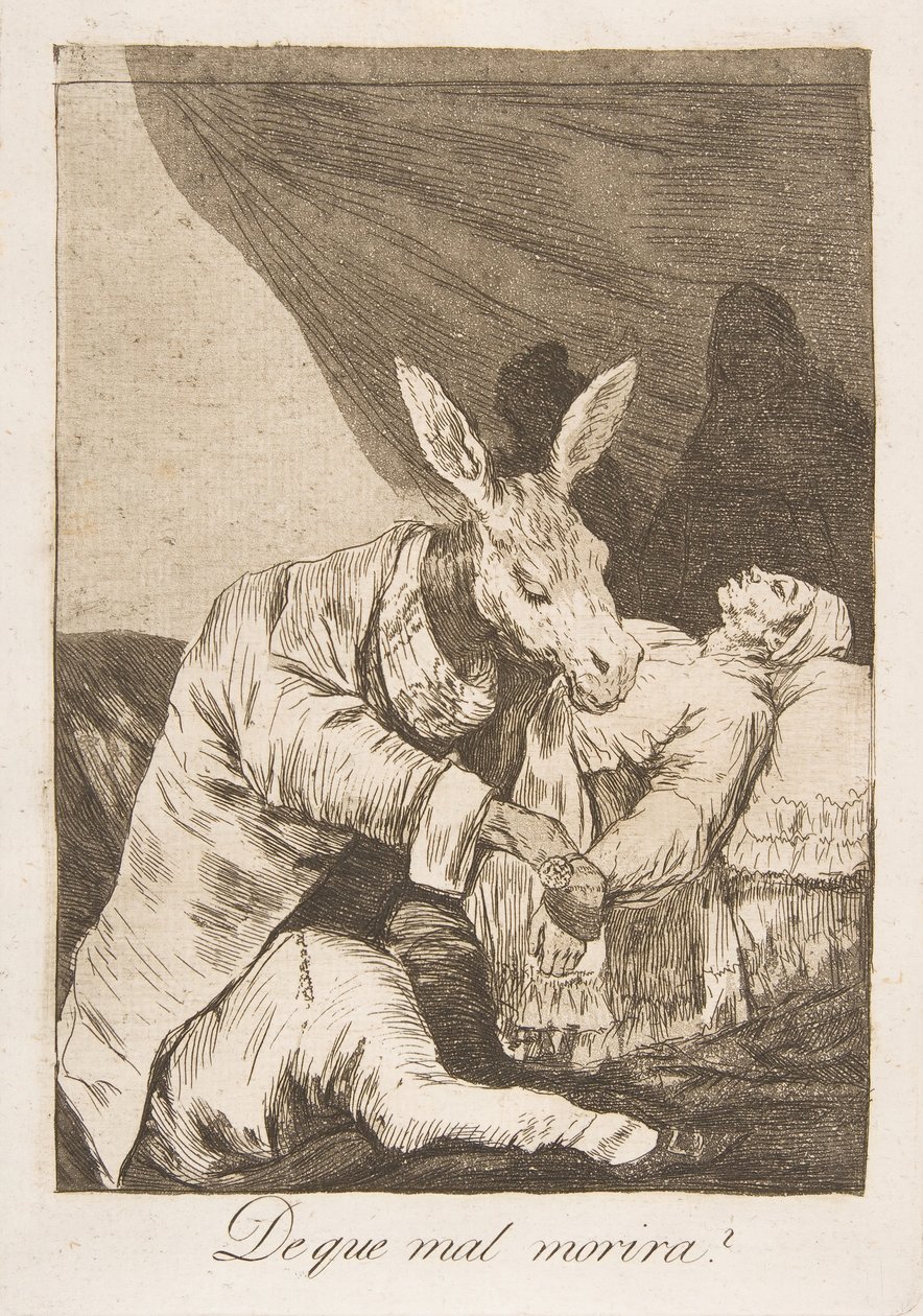 Tavla 40 från Los Caprichos: Av vilken illa kommer han att dö De que mal morira, 1799. av Francisco de Goya