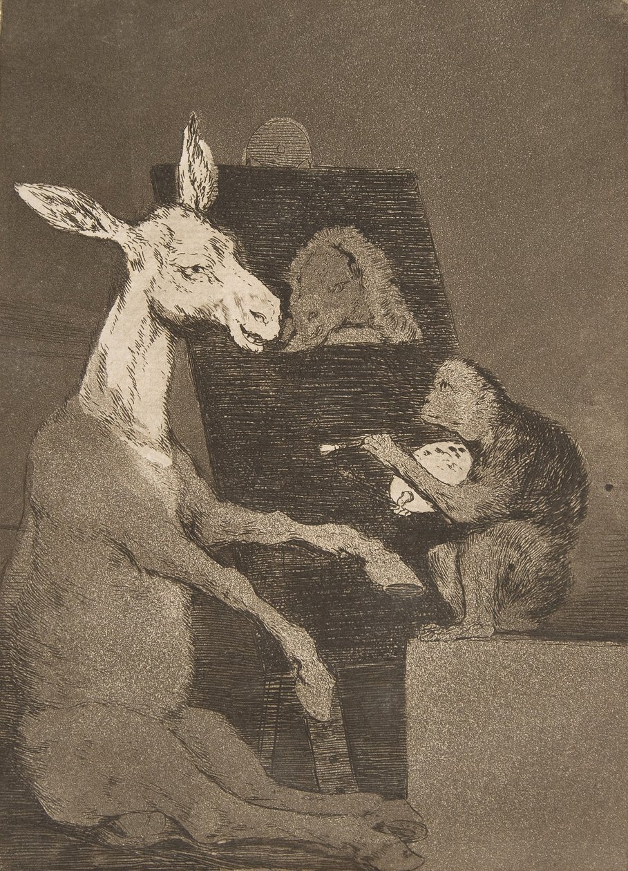 Plåt 41 från Los Caprichos: Varken mer eller mindre Ni mas ni menos., 1799. av Francisco de Goya