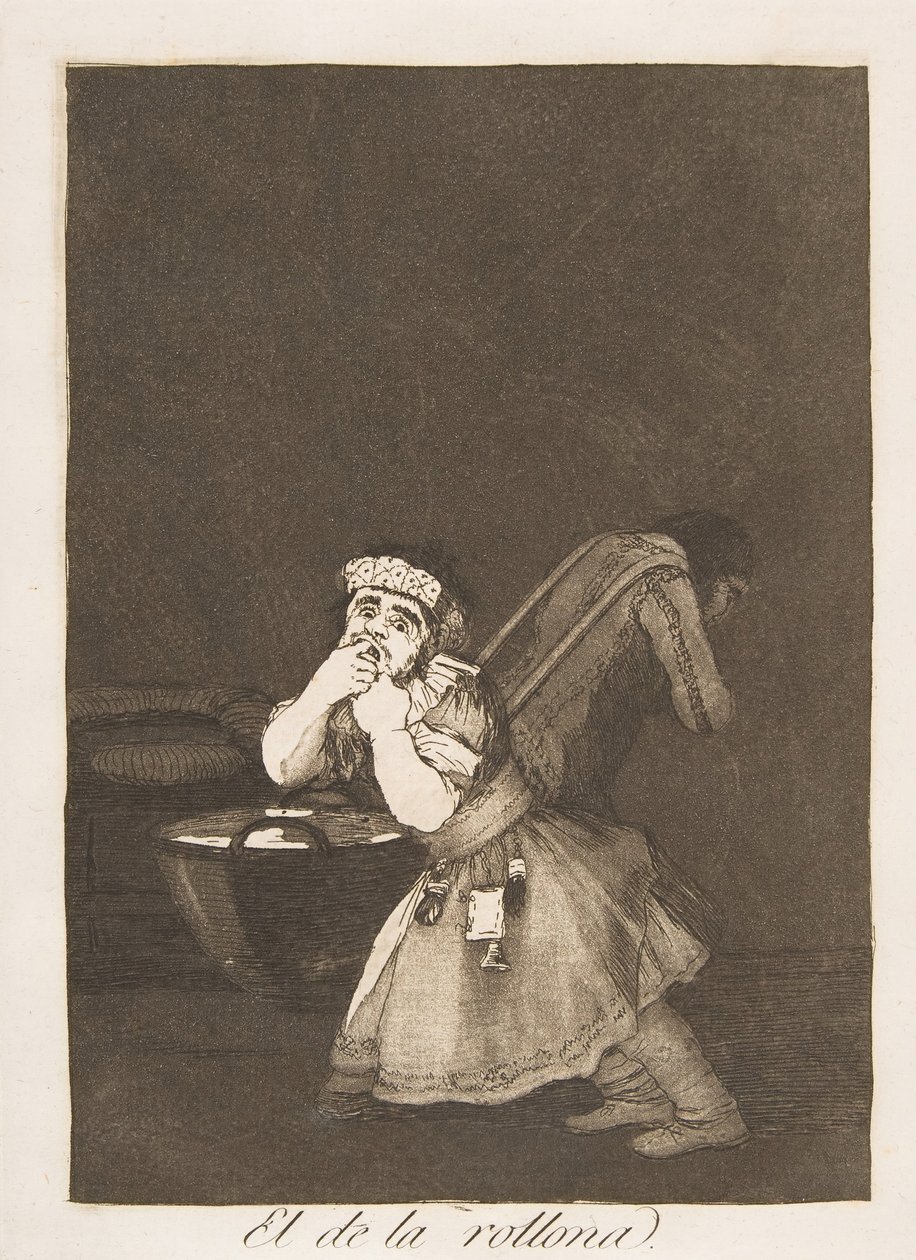 Plåt 4 från Los Caprichos: Nannys pojke El de la rollona., 1799. av Francisco de Goya