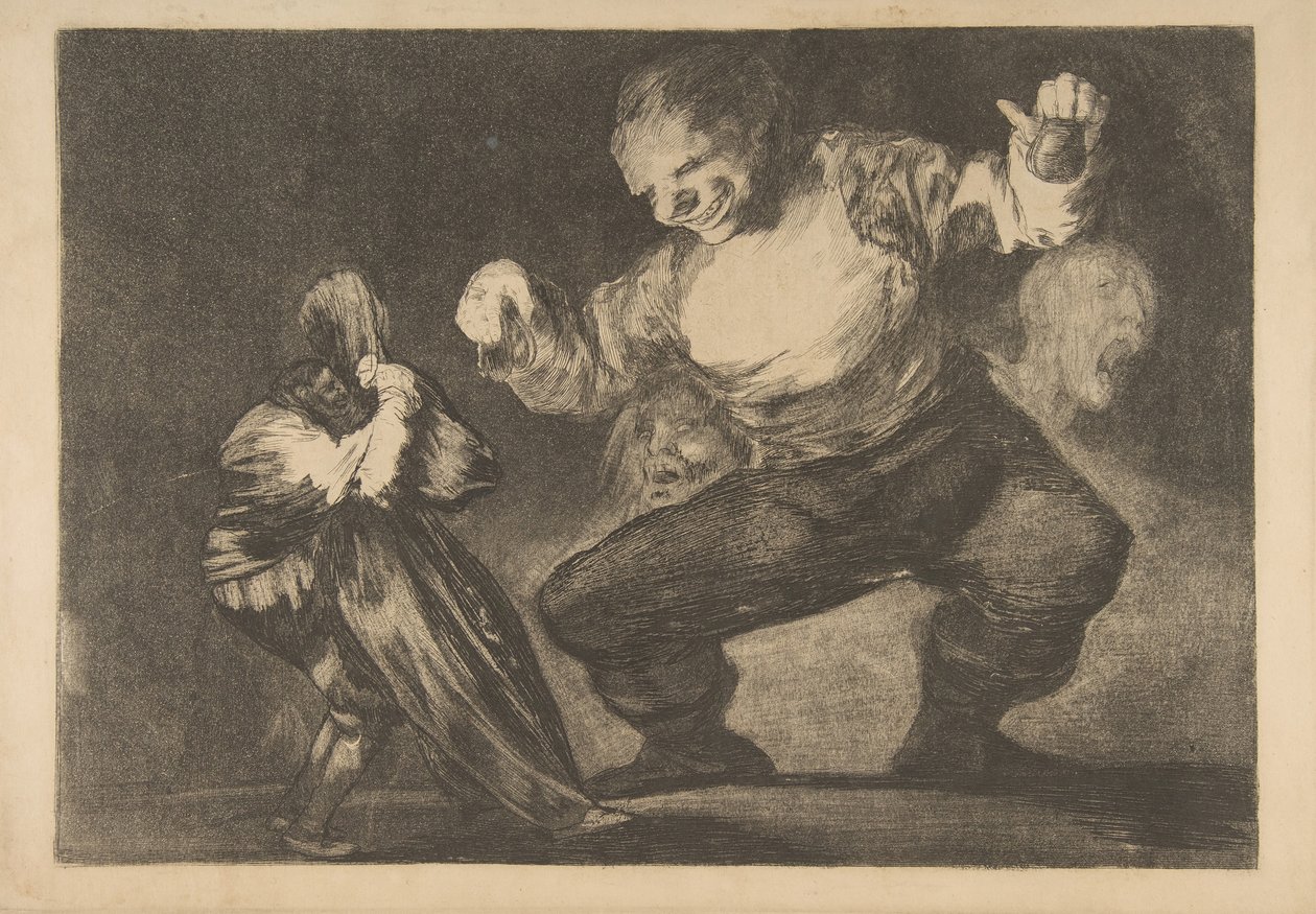Platta 4 från Disparates: Simpleton, ca. 1816-23 privattryckning ca.1854. av Francisco de Goya