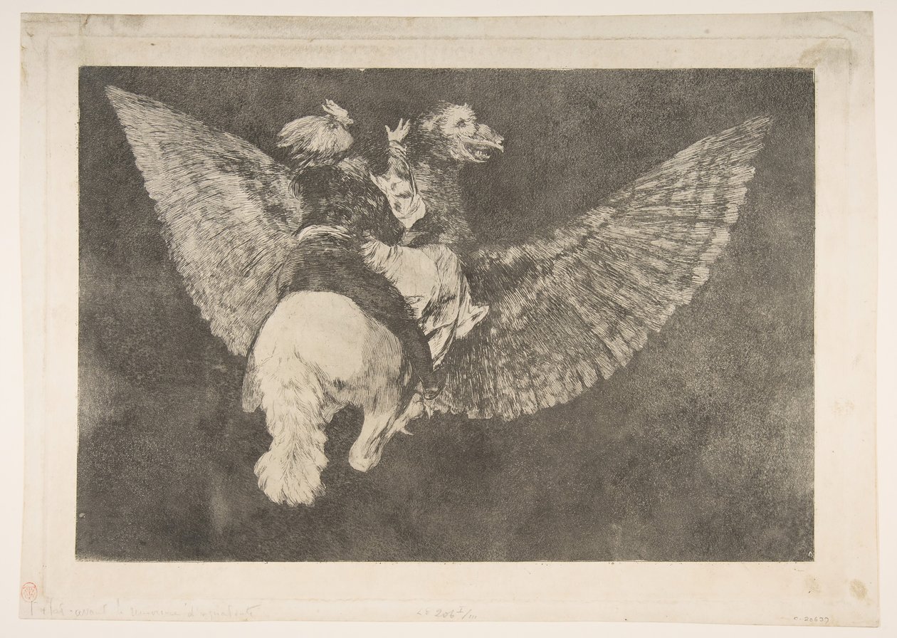 Tavla 5 från Disparates: Flying Folly, ca. 1816-23 privattryckning ca.1854. av Francisco de Goya