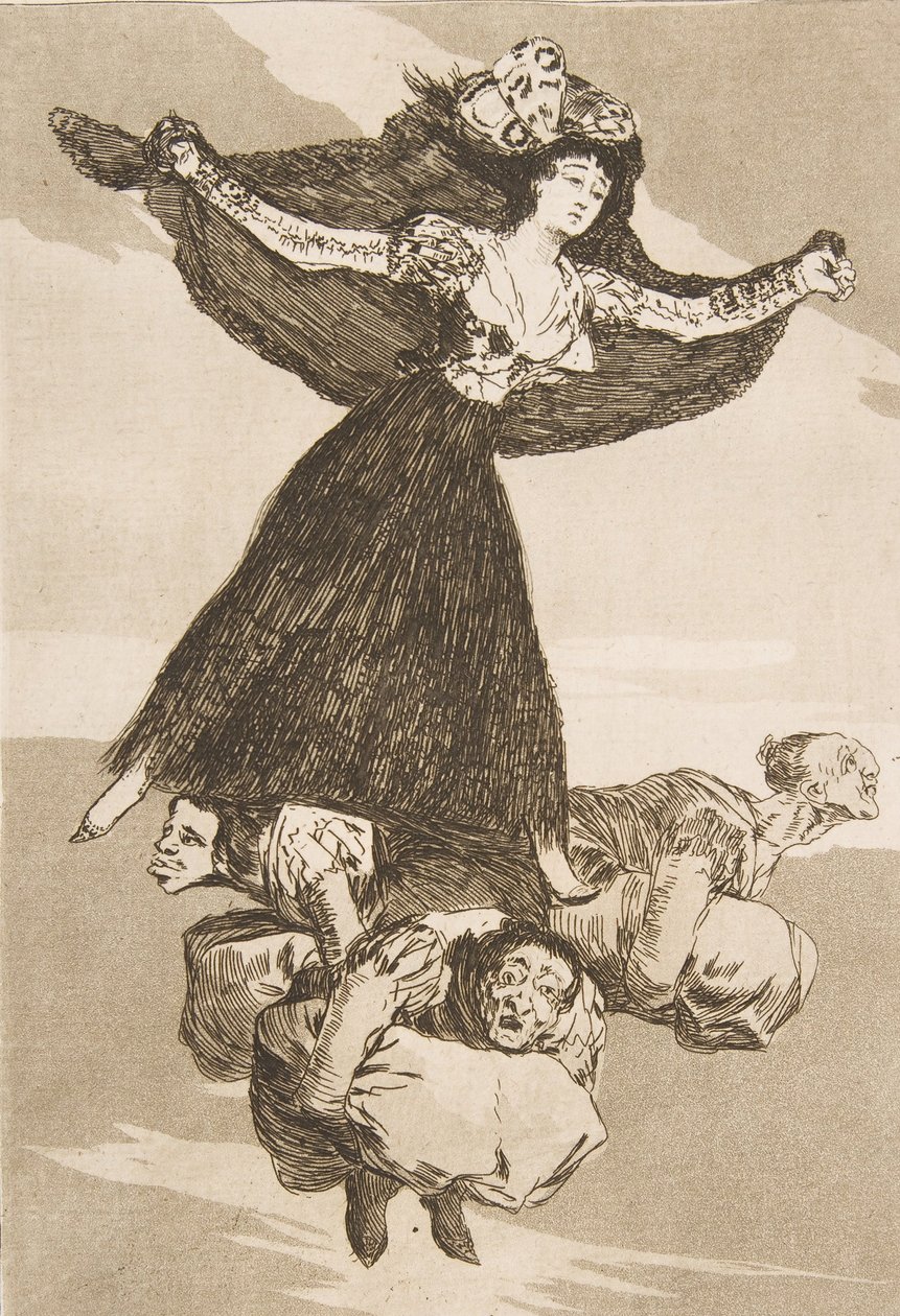 Skylt 61 från Los Caprichos: De har flugit Volaverunt., 1799. av Francisco de Goya