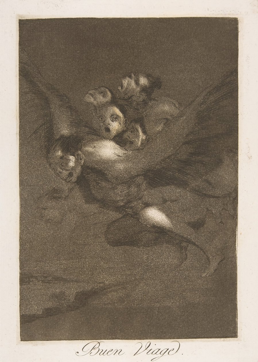 Skylt 64 från Los Caprichos: Bon voyage Bon Voyage., 1799. av Francisco de Goya