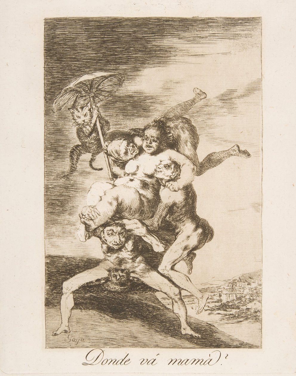 Plåt 65 från Los Caprichos: Vart ska mamma Donde vá mamá, 1799. av Francisco de Goya