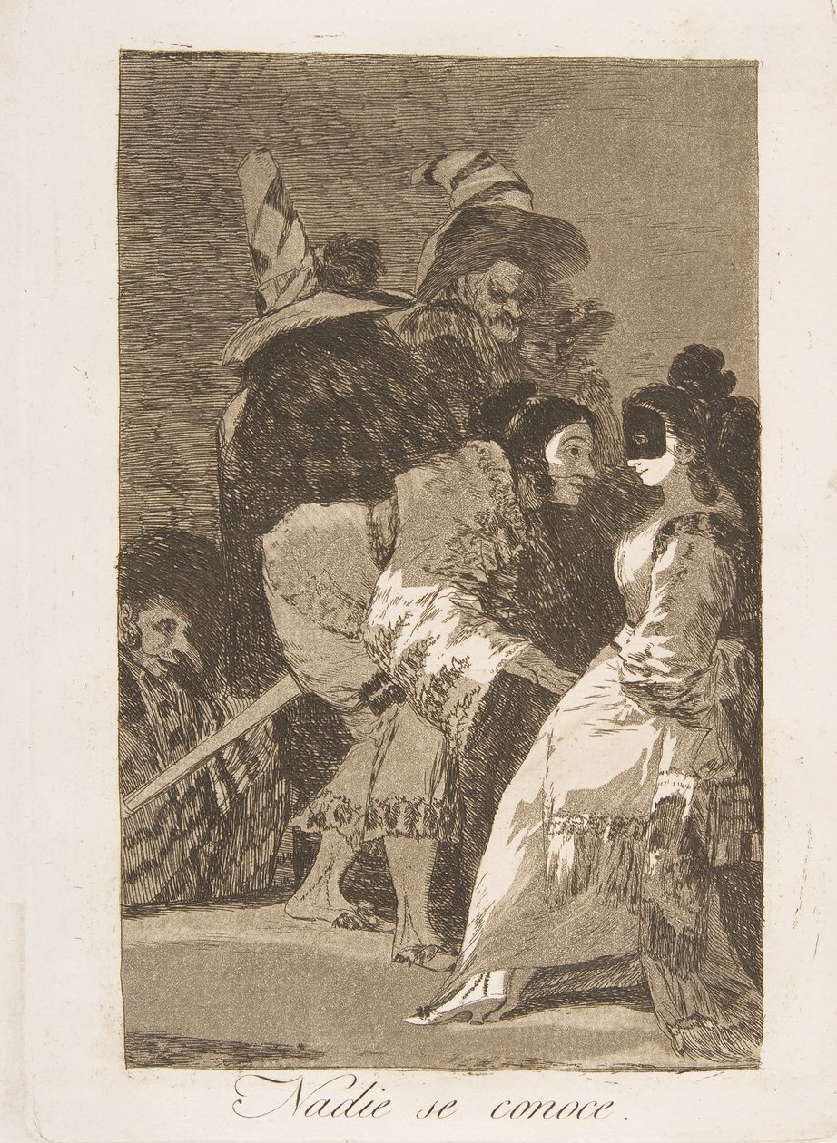 Platta 6 från Los Caprichos: Ingen känner sig själv Nadie se conoce., 1799. av Francisco de Goya