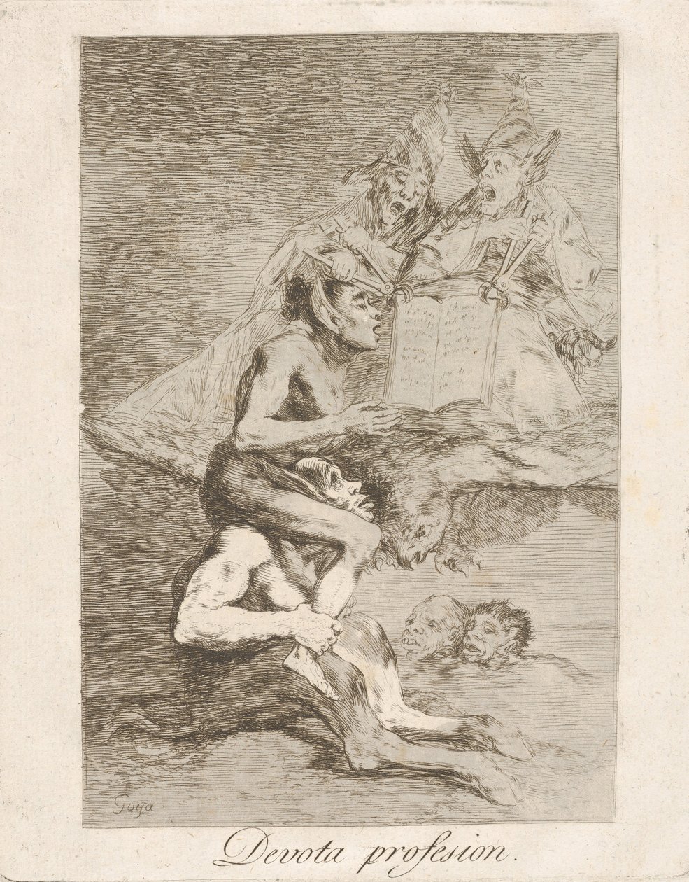 Tavla 70 från Los Caprichos: Devout Profession Devota profesion., 1799. av Francisco de Goya