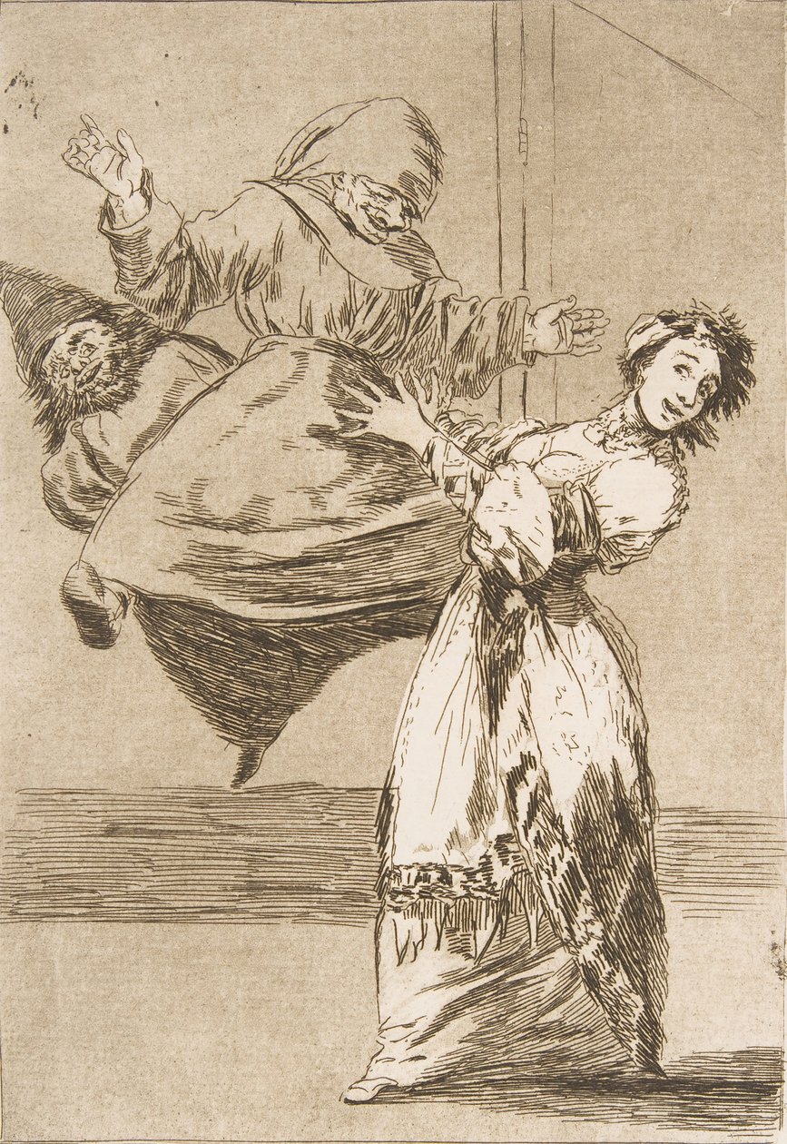 Tallrik 74 från Los Caprichos: Dont scream, stupid No Grites, tonta, 1799. av Francisco de Goya
