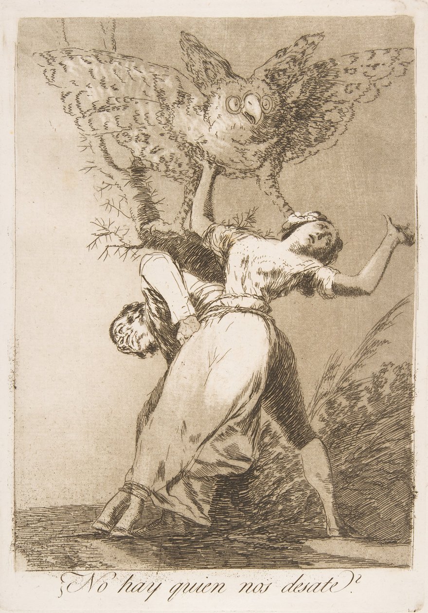 Plåt 75 från Los Caprichos: Finns det ingen som kan lossa oss? Finns det ingen som kan lossa oss, 1799. av Francisco de Goya