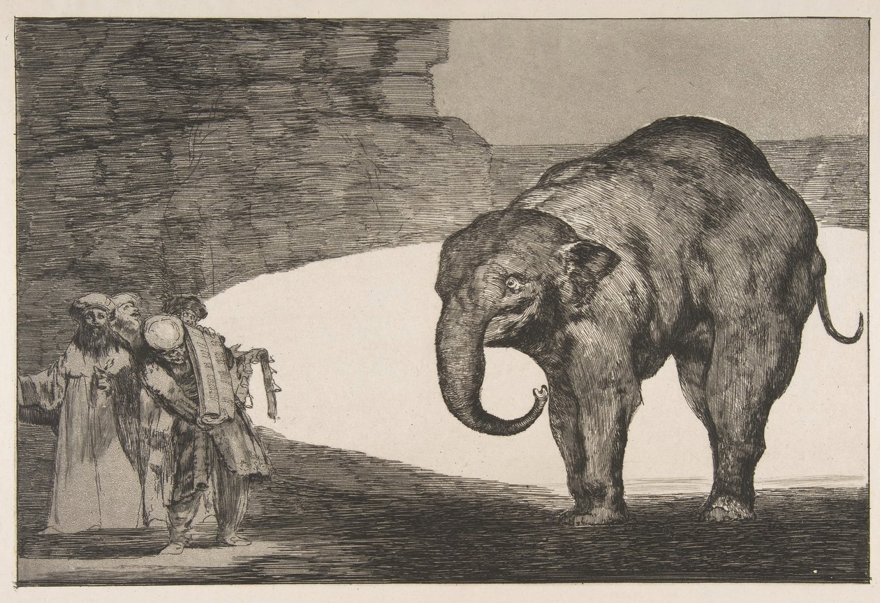 Plåt C från Disparates: Animal Folly, ca. 1816-23 utgiven före 1877. av Francisco de Goya