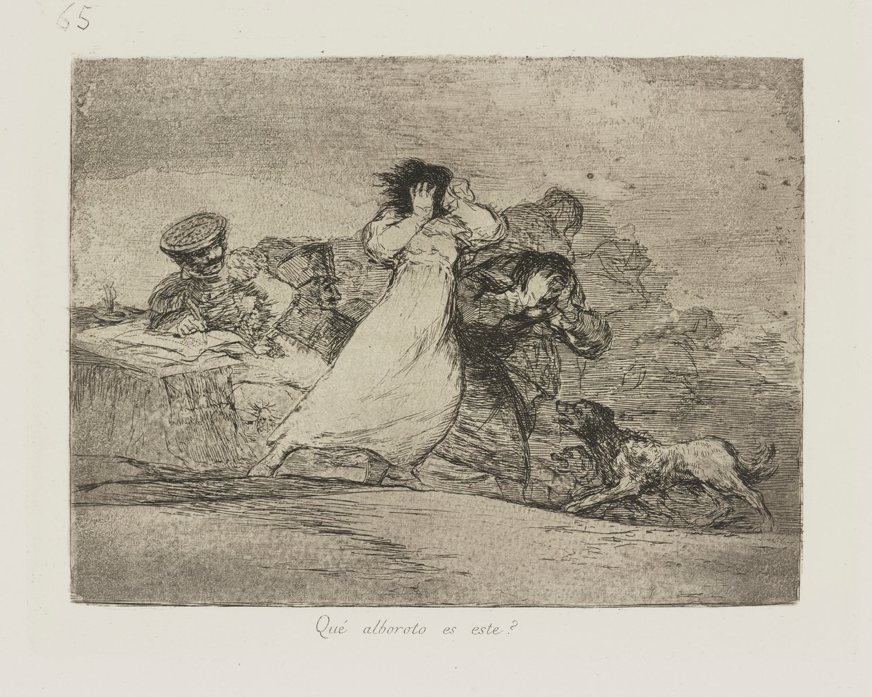 Den där? är detta upplopp? (Vad är detta ståhej?), pl. 65 från serien The Disasters of War av Francisco de Goya