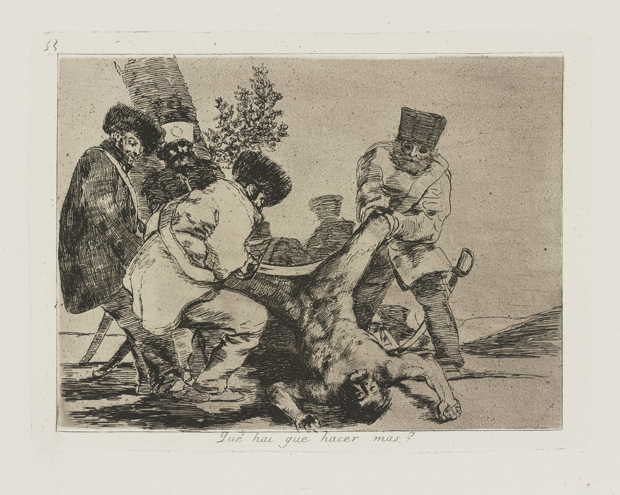 Vad? måste du göra mer? (Vad mer kan göras?), pl. 33 från serien The Disasters of War av Francisco de Goya