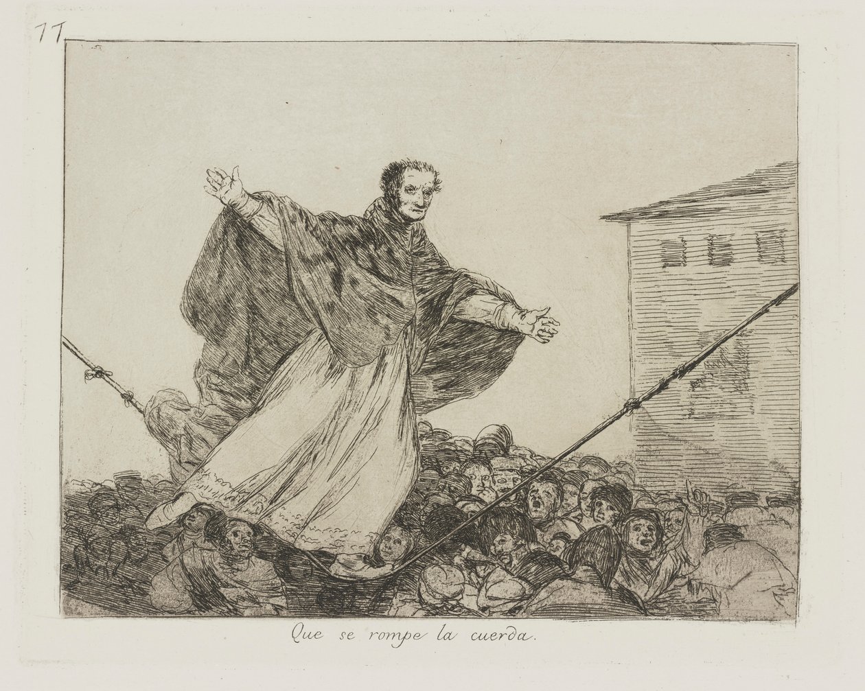 Repet går sönder. (Må sladden bryta.), pl. 77 från serien The Disasters of War av Francisco de Goya