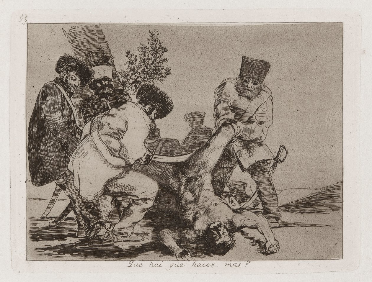 Vad [sic] finns det att göra mer? (What More Can Be Done?), Platta 33 från The Disasters of War av Francisco de Goya