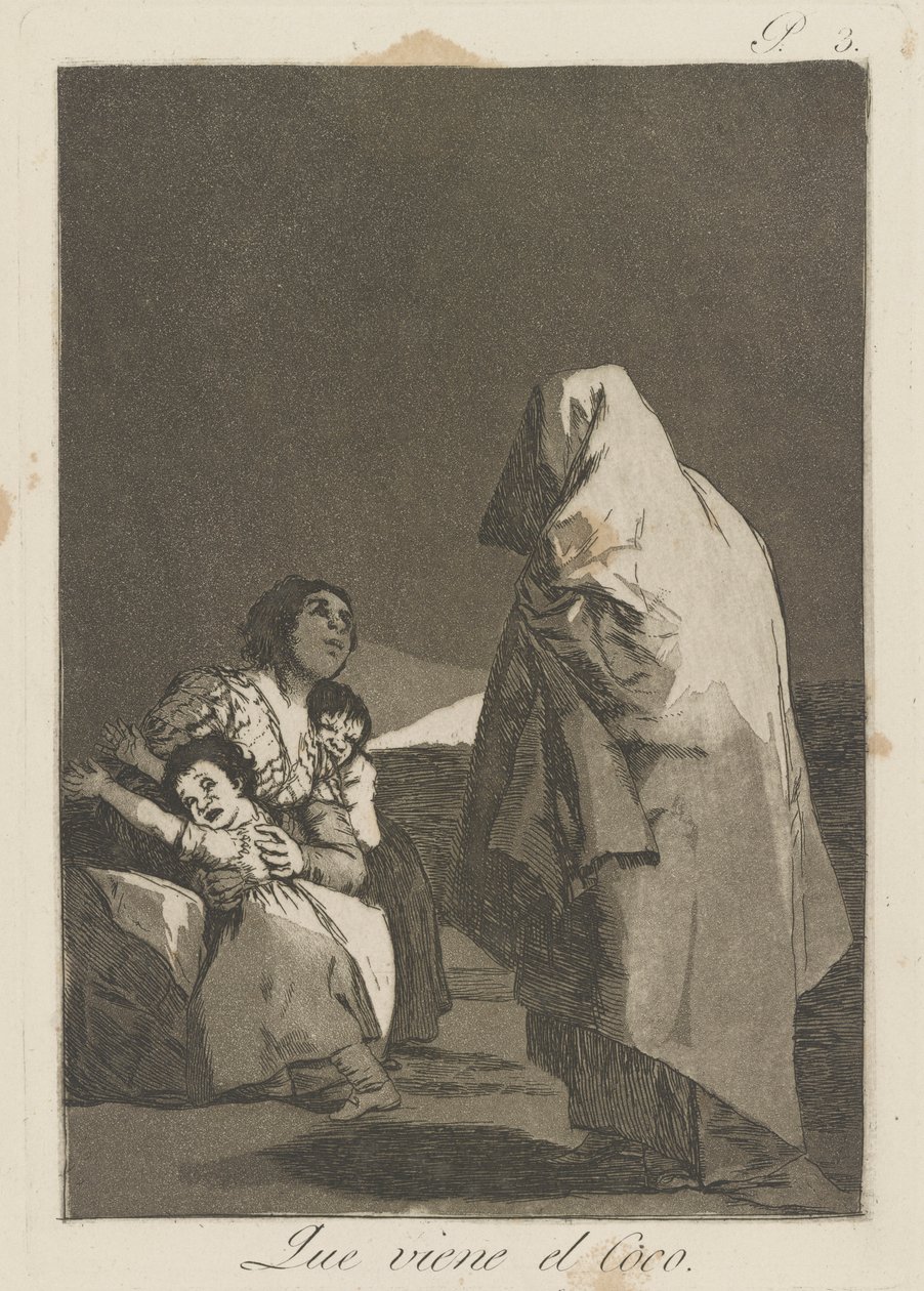 Galningen kommer (Here Comes the Bogey-Man.), pl. 3 från serien The Caprices av Francisco de Goya