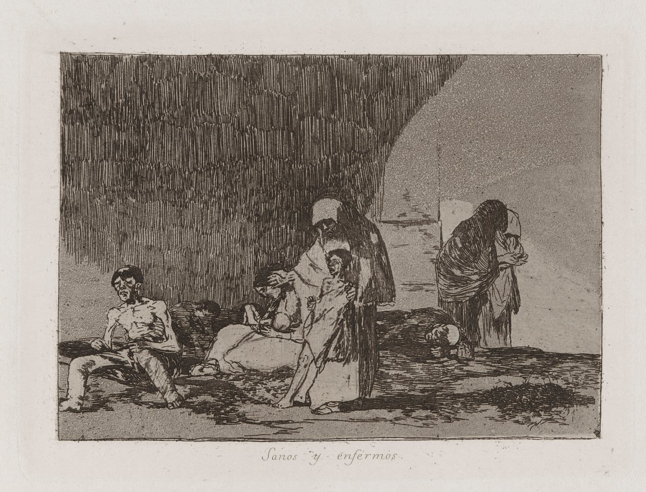 The Healthy and the Sick, Tallrik 57 från The Disasters of War av Francisco de Goya
