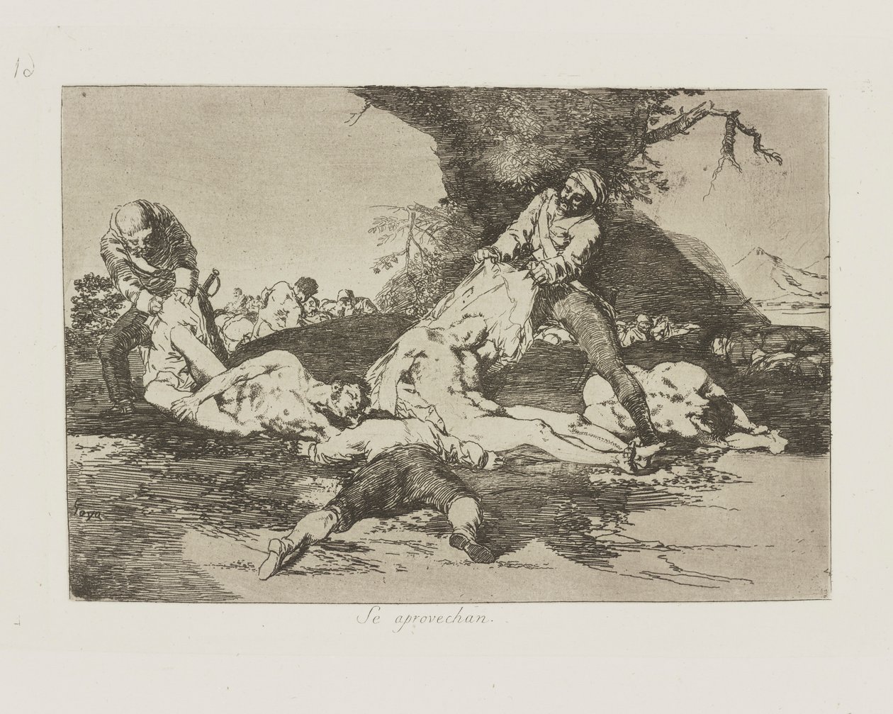Se aprovechan. (De använder sig av dem.), pl. 16 från serien Los desastres de la guerra (Krigets katastrofer) av Francisco de Goya