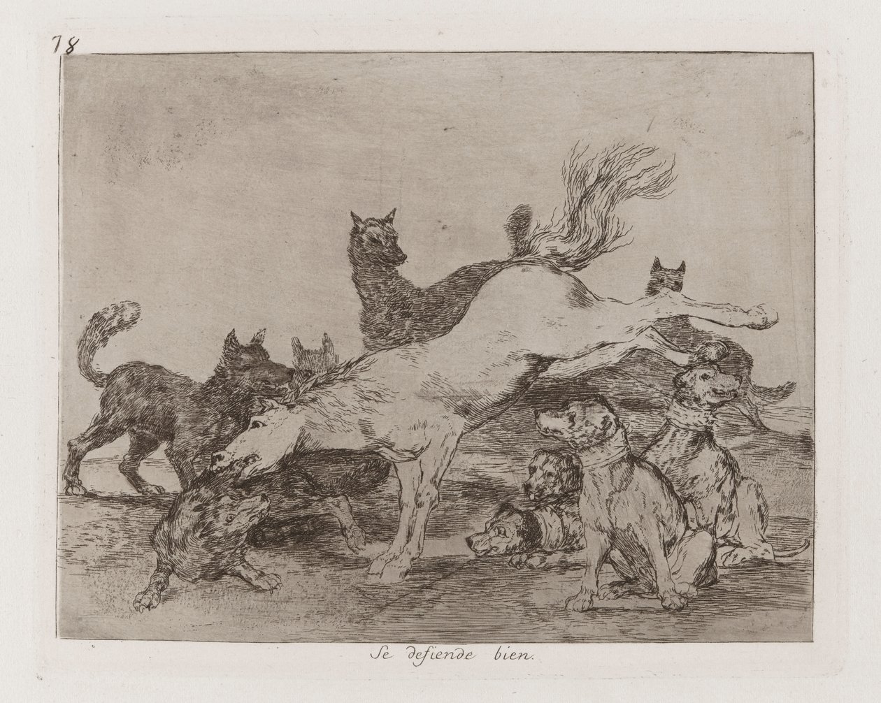 Han försvarar sig väl, tavla 78 från The Disasters of War av Francisco de Goya