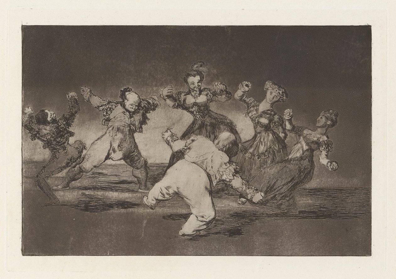 Si Marina Bayl?, tome lo que hall? (If Marion Will Dance, Then She has to Take the Consequences), från serien Los disparates (Los proverbios) av Francisco de Goya