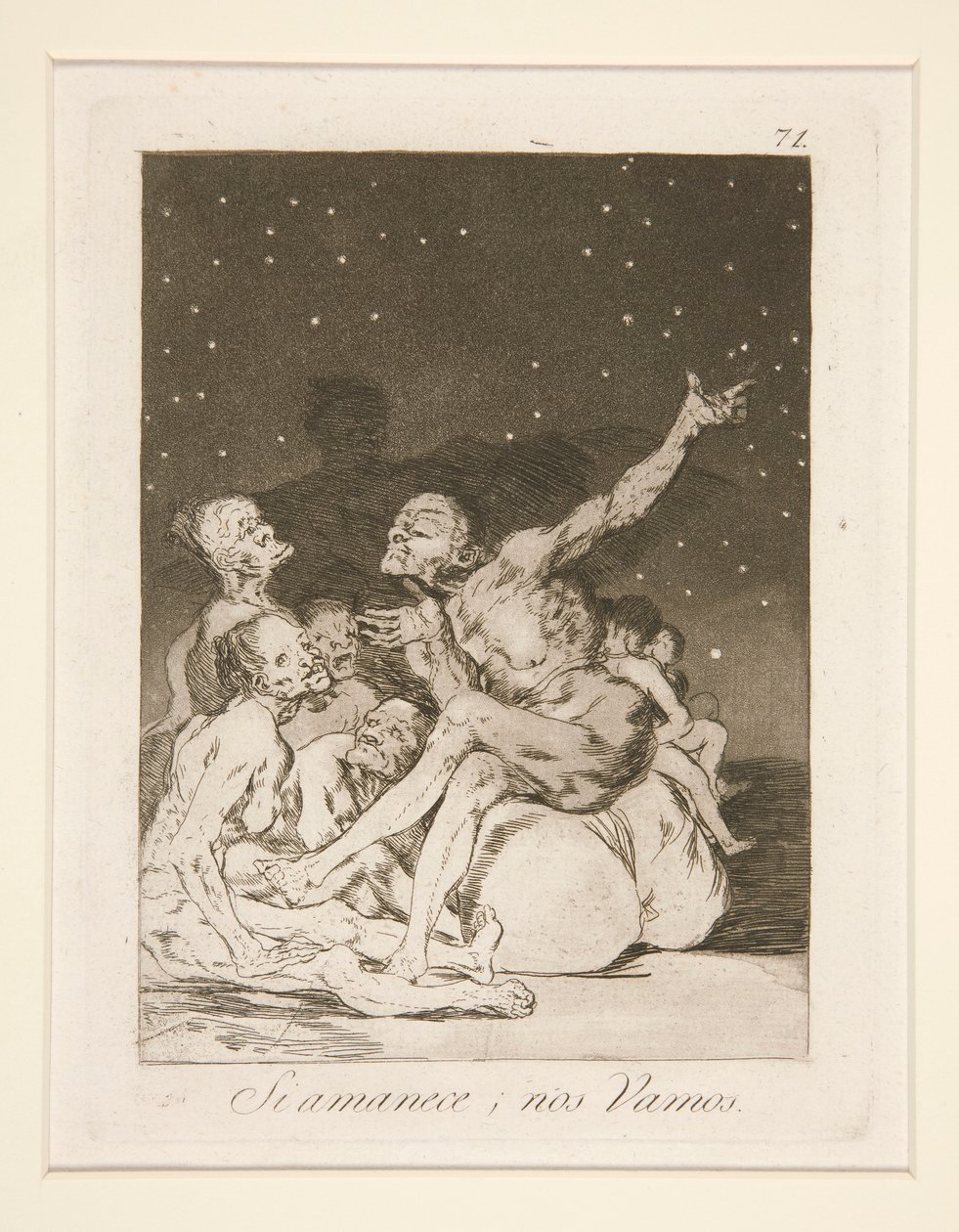Si amanece, nos vamos (När dagen rasar kommer vi att vara lediga), pl. 71 från serien Los caprichos av Francisco de Goya