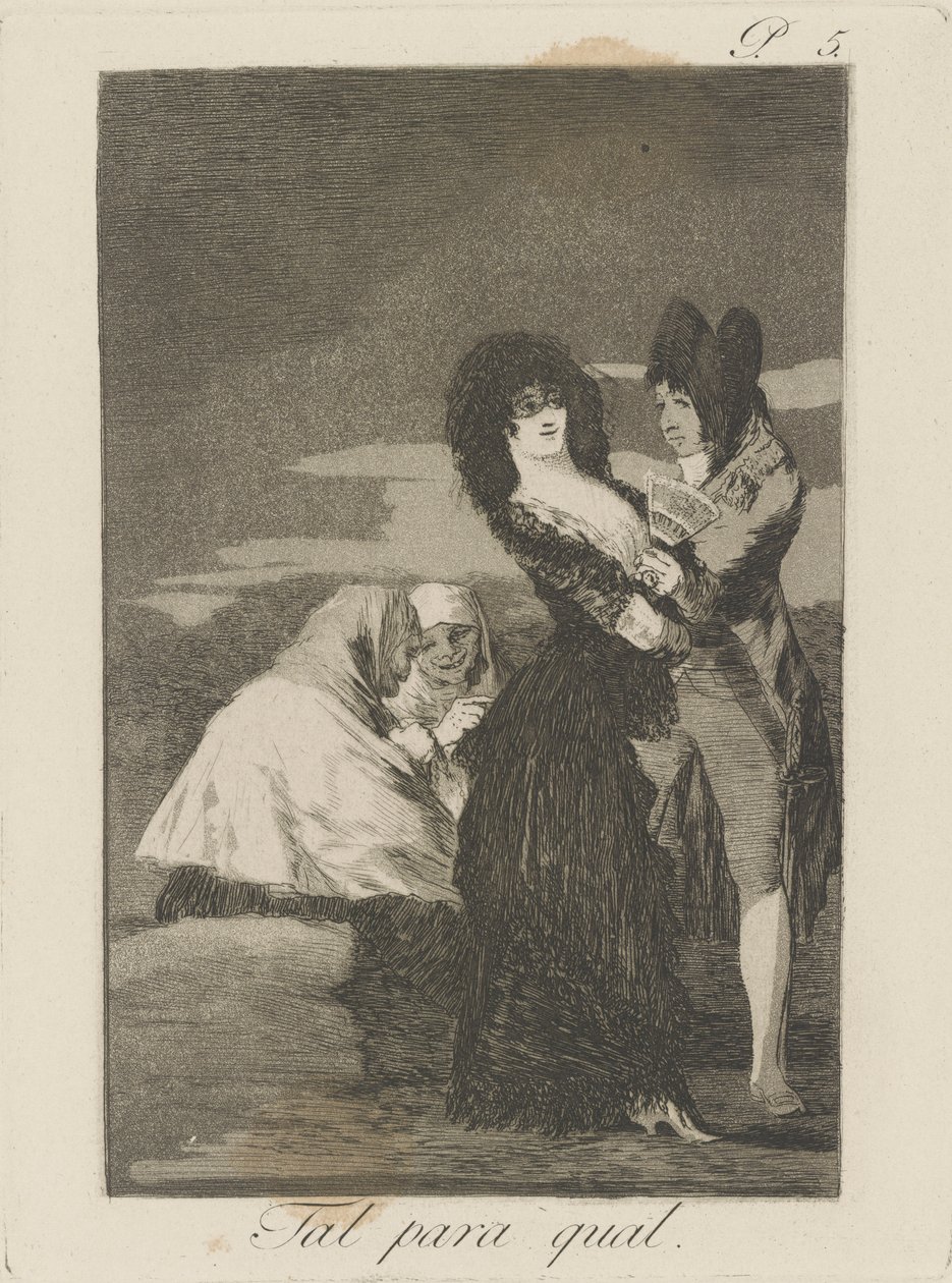 Tal para qual. (Två av ett slag.), pl. 5 från serien Los caprichos av Francisco de Goya