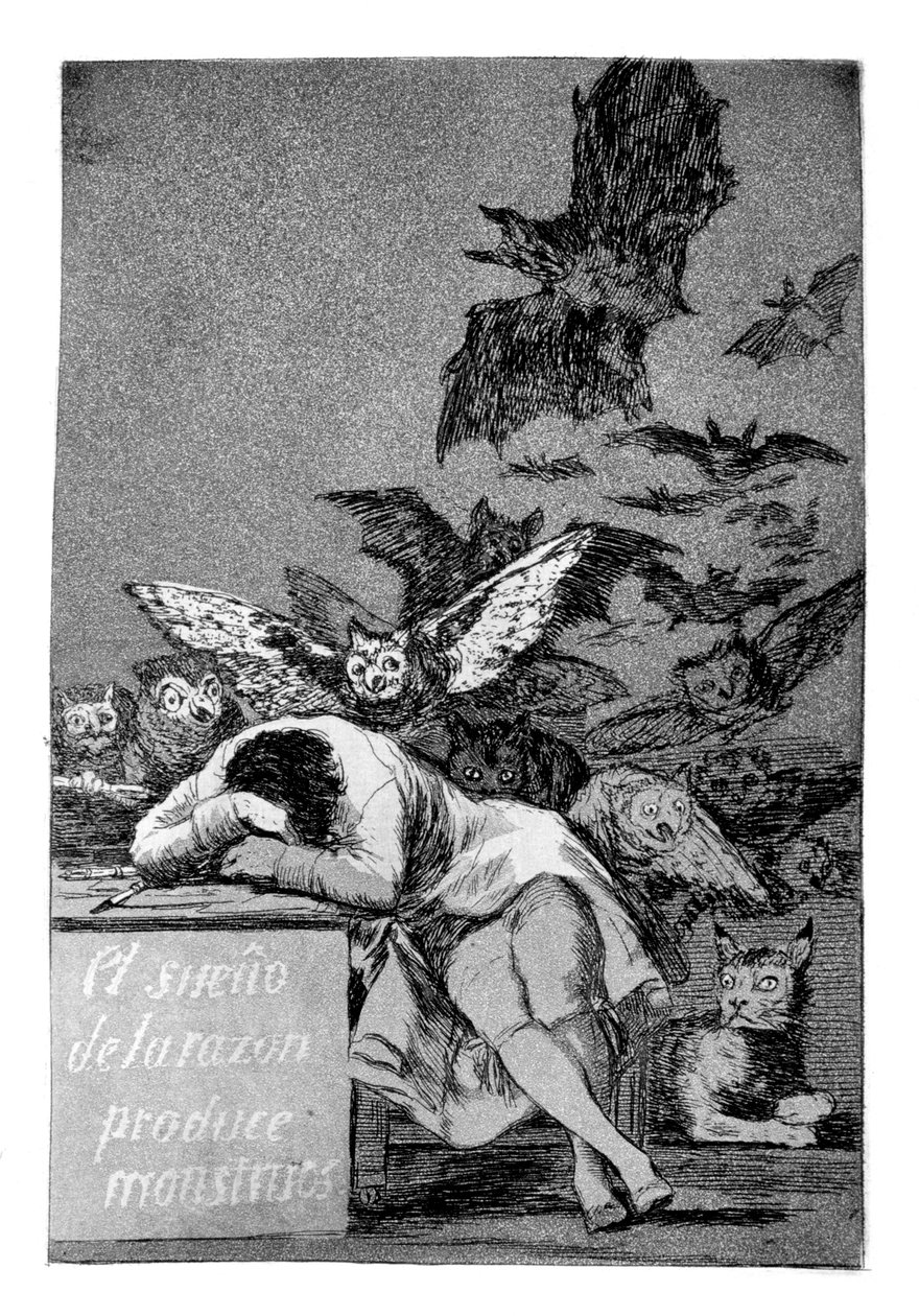 Förnuftets sömn producerar monster, 1799 av Francisco de Goya
