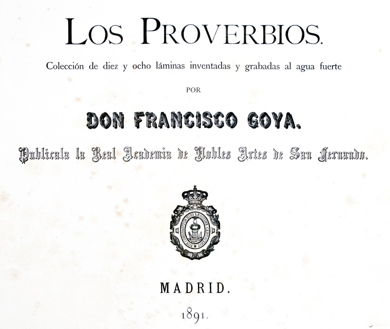 Titelsidan för Los Proverbios eller Ordspråk, 1819-1823 av Francisco de Goya