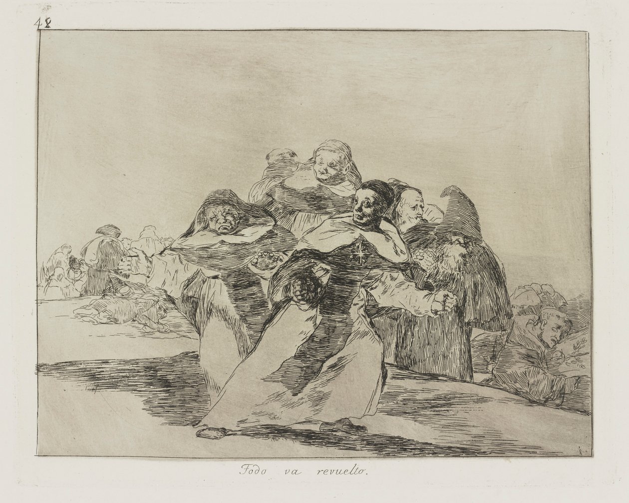 Allt blandas ihop. (Allt är Topsy-Turvy.), pl. 42 från serien The Disasters of War av Francisco de Goya