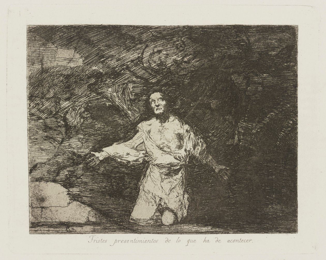 Tråkiga föraningar om vad som komma skall. (Sorgliga föraningar om vad som kommer att hända.), pl. 1 från serien The Disasters of War av Francisco de Goya