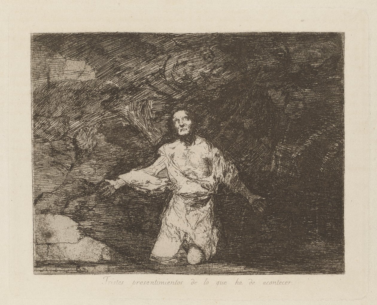Sad forebodings of what is to happen (Sad Forebodings of What Is Going to Happen), pl. 1 från serien The Disasters of War av Francisco de Goya