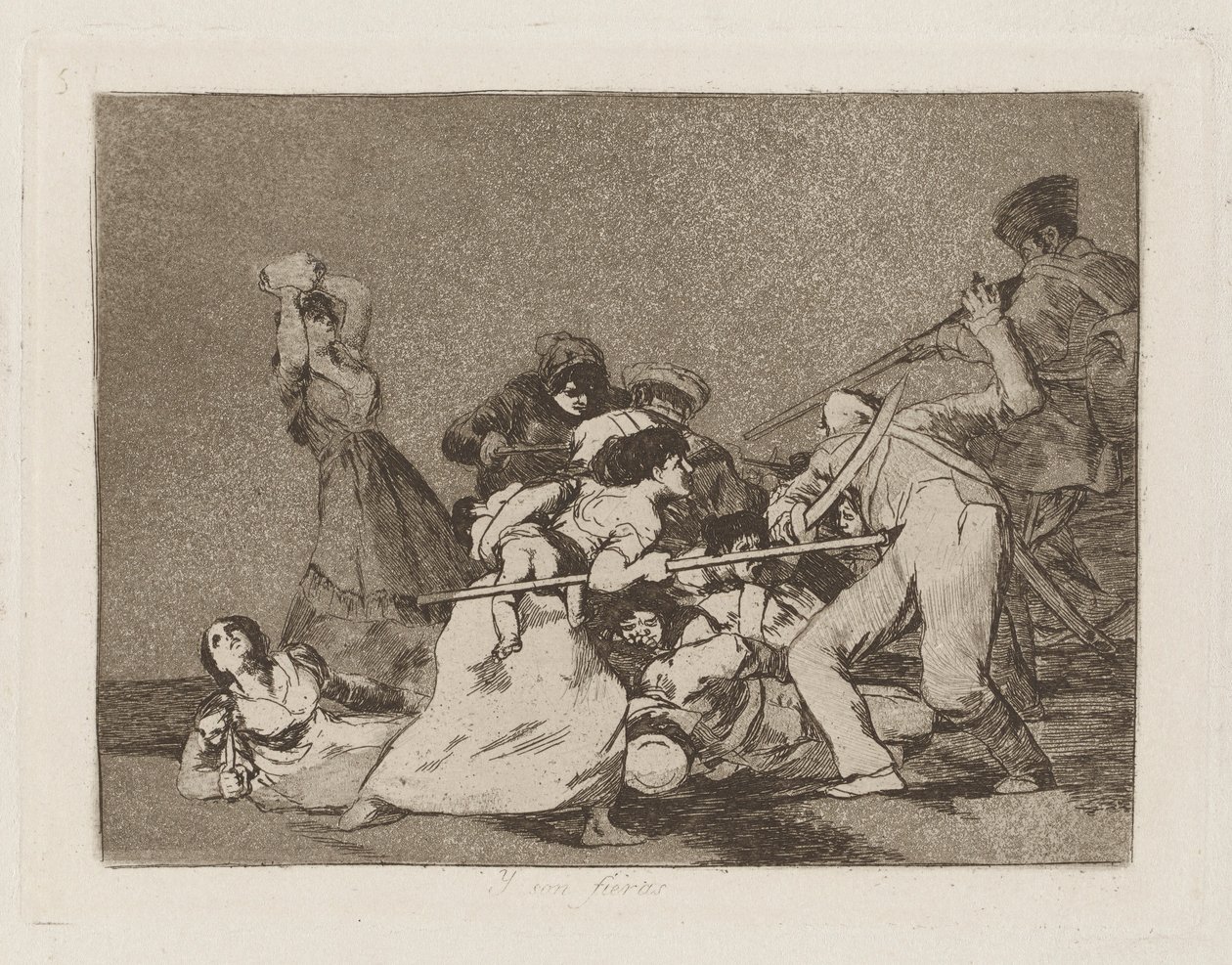 Y son fieras (Och de är som vilda djur), pl. 5 från serien Los desastres de la guerra (Krigets katastrofer) av Francisco de Goya