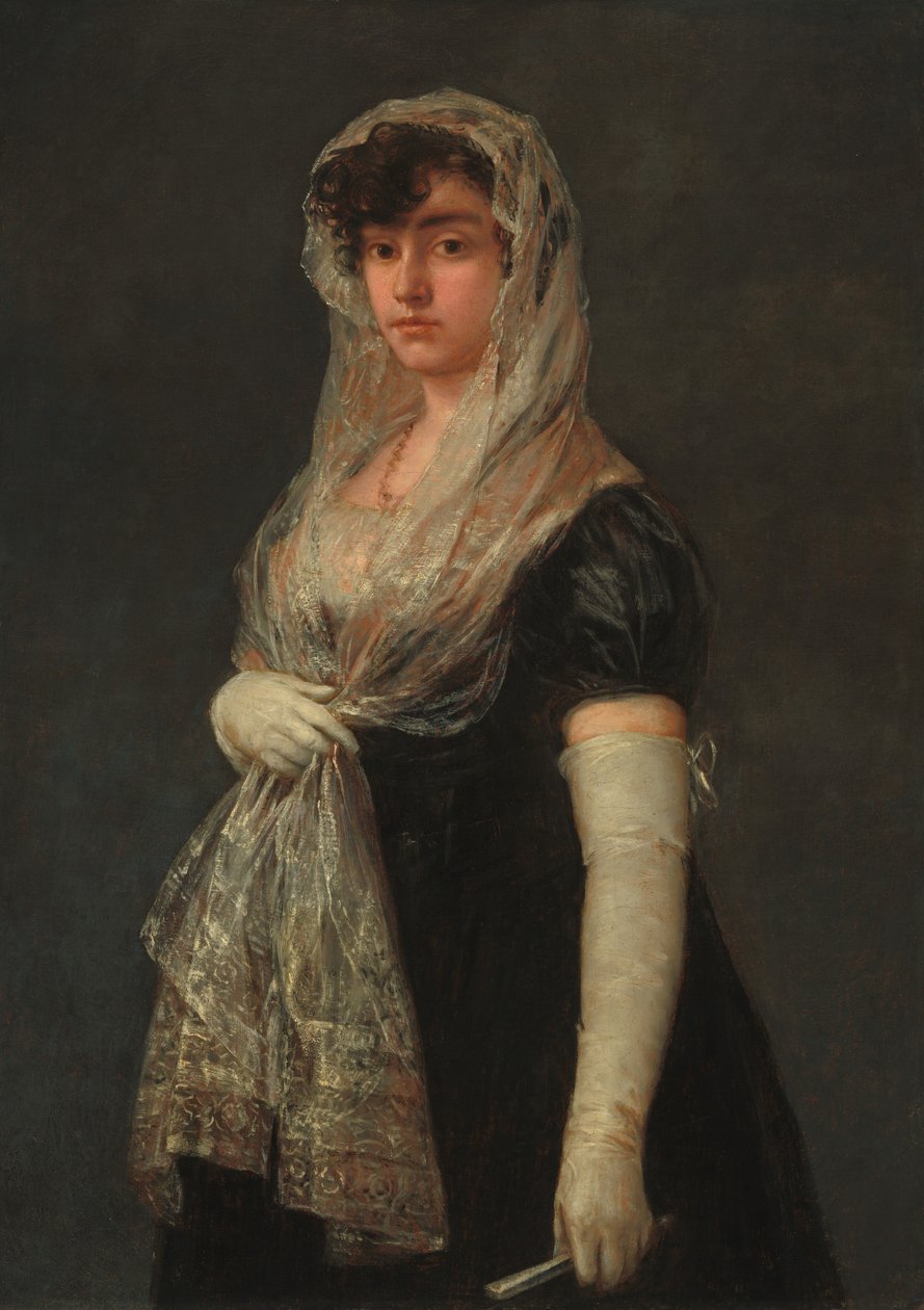 Ung dam som bär en mantilla och Basquina, ca. 18001805. av Francisco de Goya