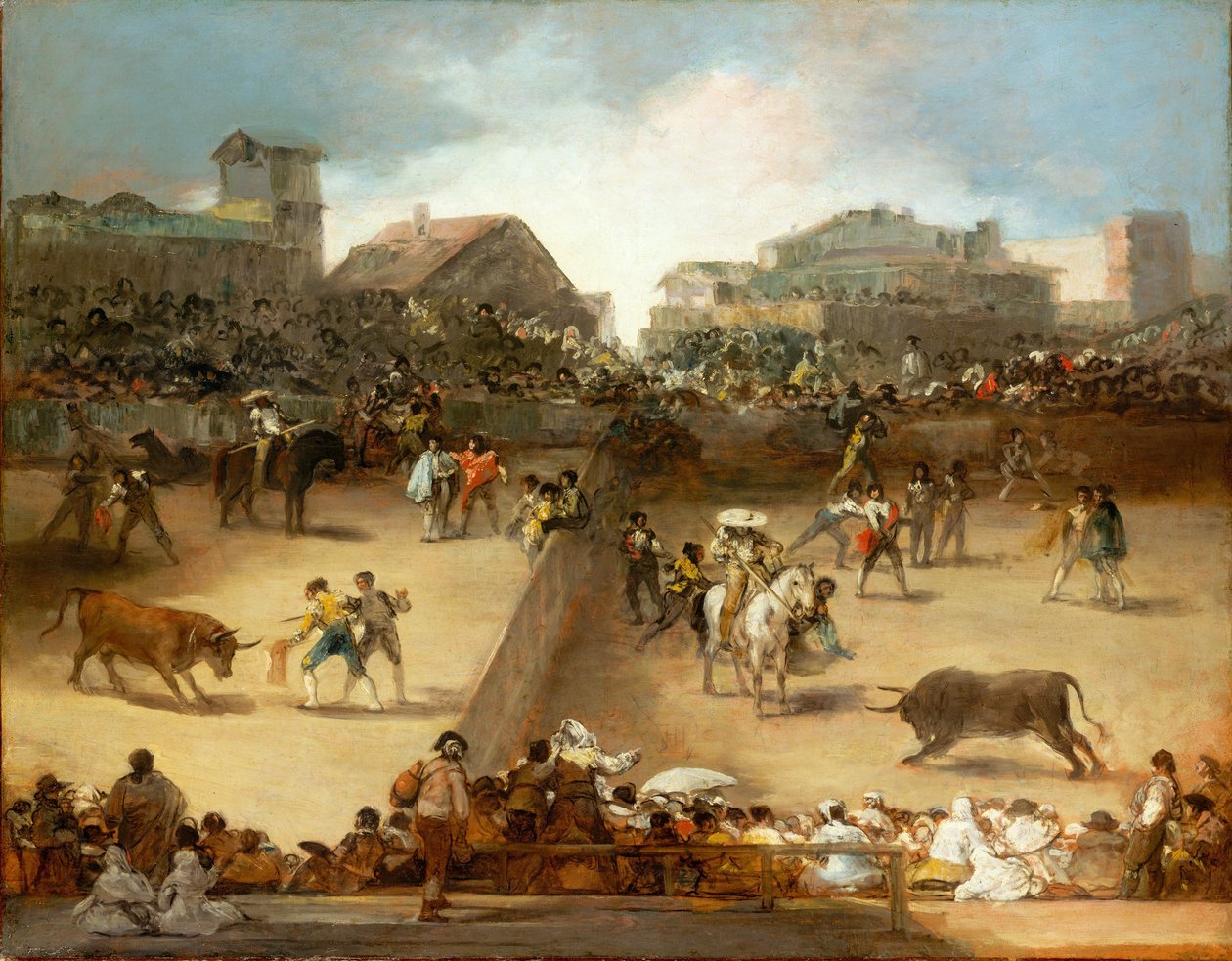 Tjurfäktning i en delad ring av Francisco de Goya