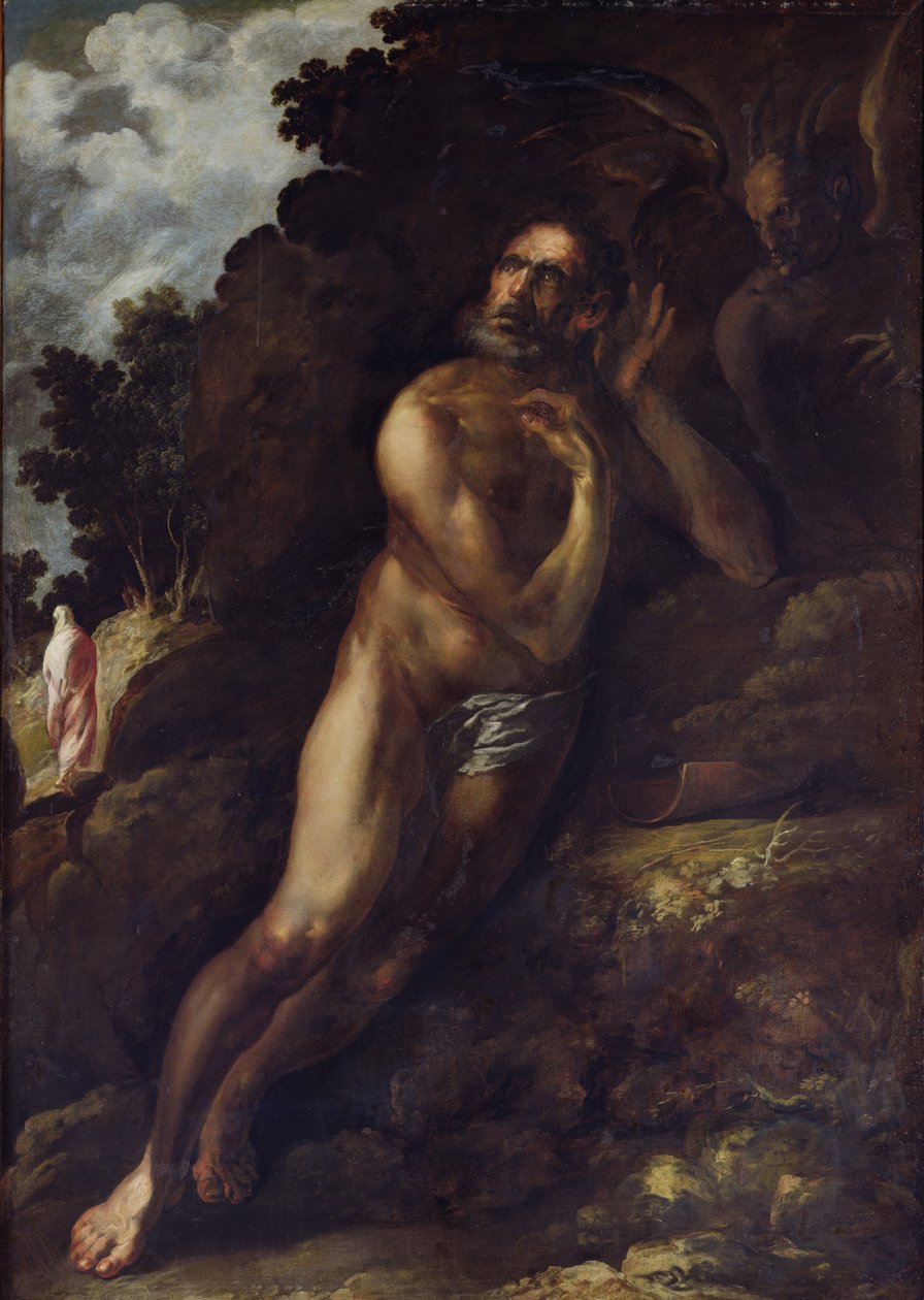 Job frestad av djävulen, 1636 av Francisco Herrera