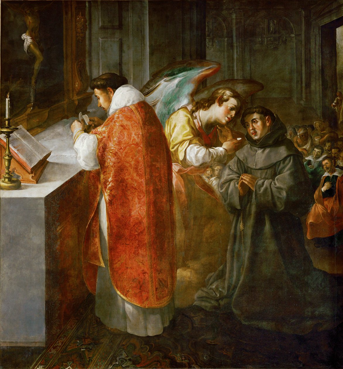 Sankt Bonaventura får nattvarden av en ängel ... av Francisco Herrera