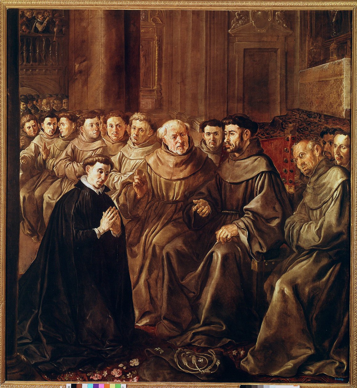 St Bonaventure går in i franciskanerorden (olja på duk av Francisco Herrera