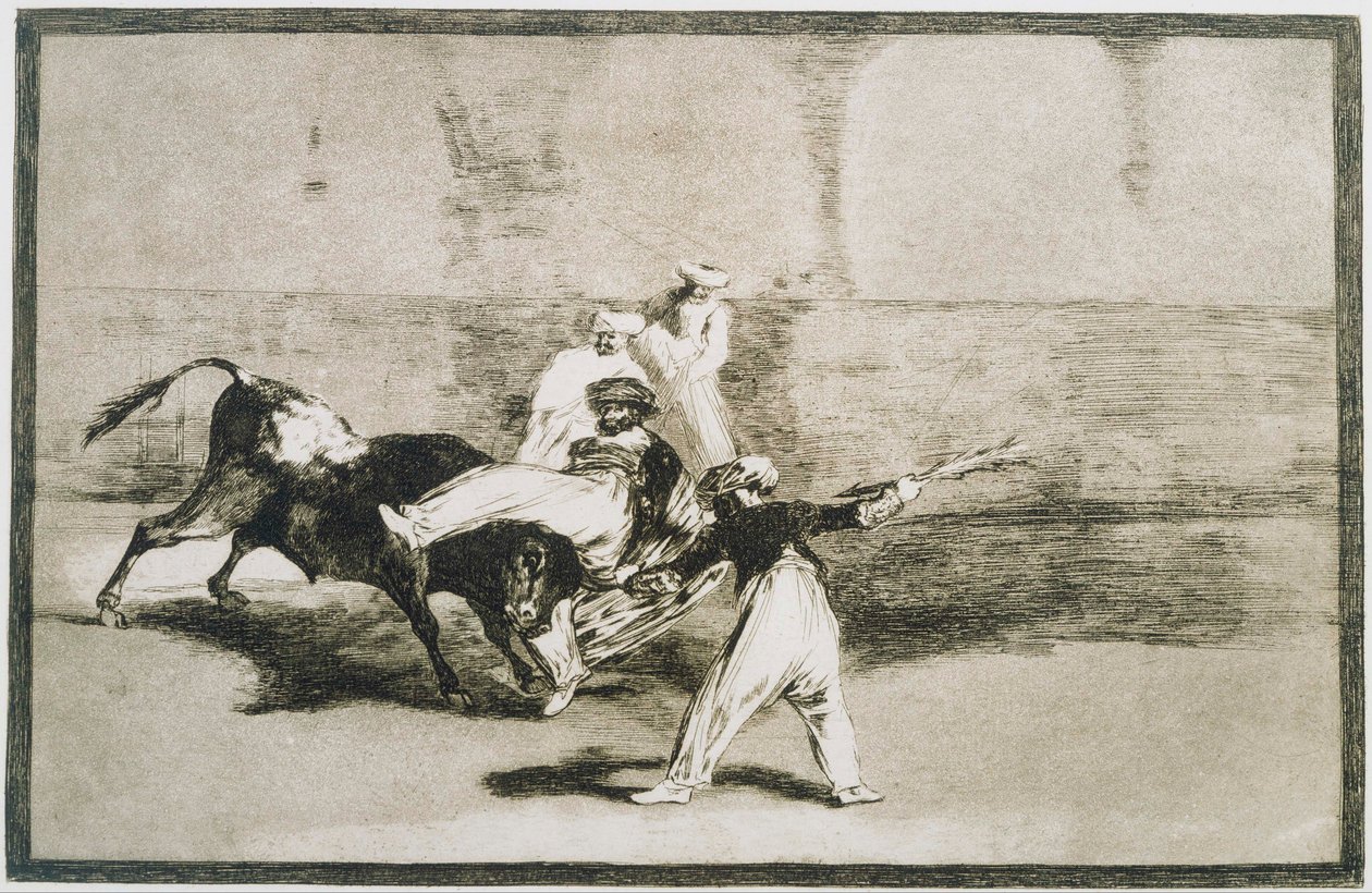 En hed fångad av tjuren... från La Tauromaquia av Francisco de Goya