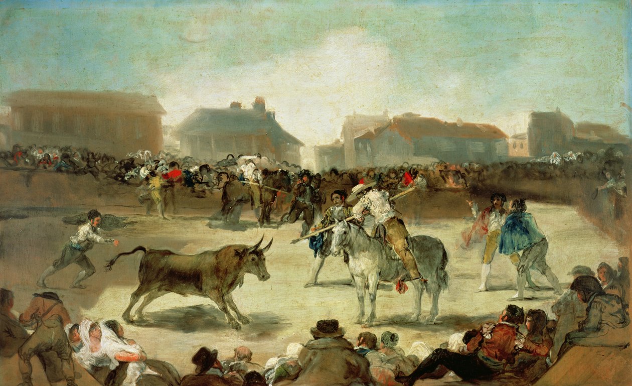 A Village Bullfight (olja på duk) av Francisco de Goya