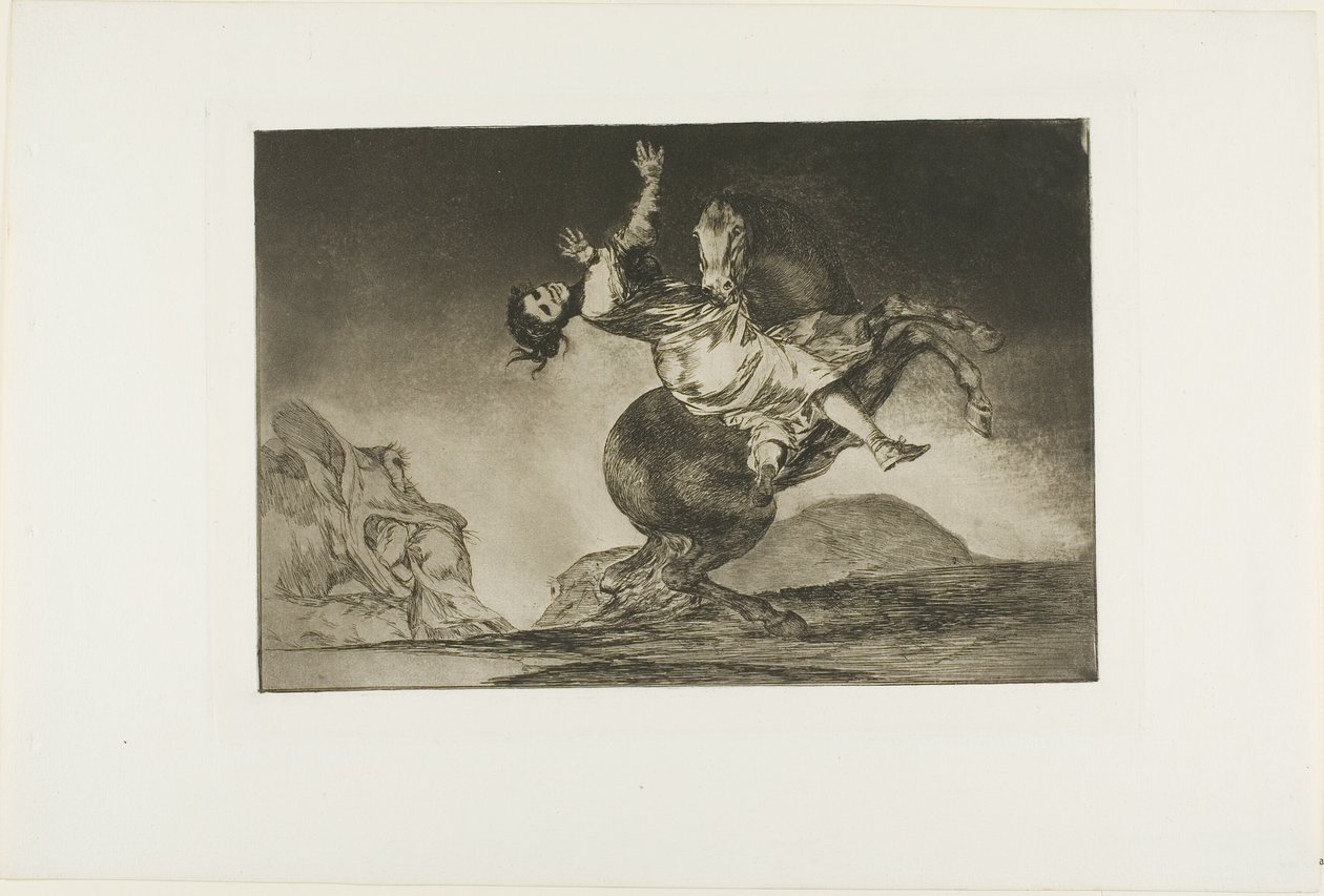 En kvinna och en häst, låt någon annan bemästra dem, tallrik tio från Los Proverbios av Francisco Jose de Goya y Lucientes